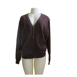 Eldon HIlls Men's Brown X-Fine Merino Wool Long Sleeve Cardigan in Sz M